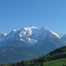 Mont Blanc od vesnice Cordon